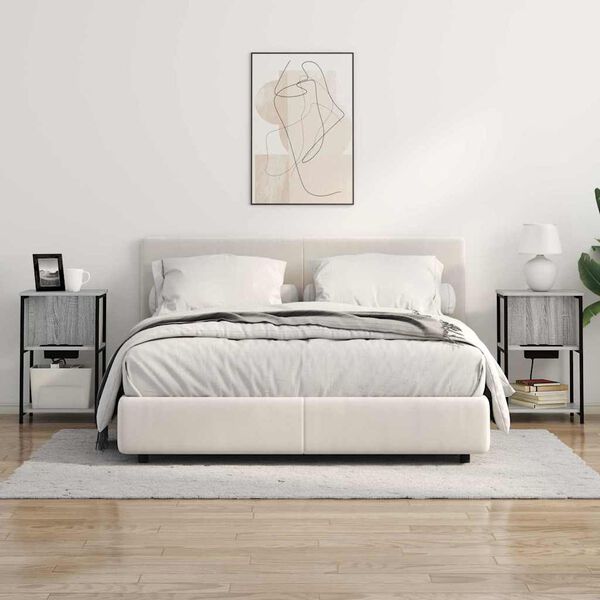 vidaXL Bedside Cabinet Grey Sonoma 38 x 31 x 61 cm Engineered Wood