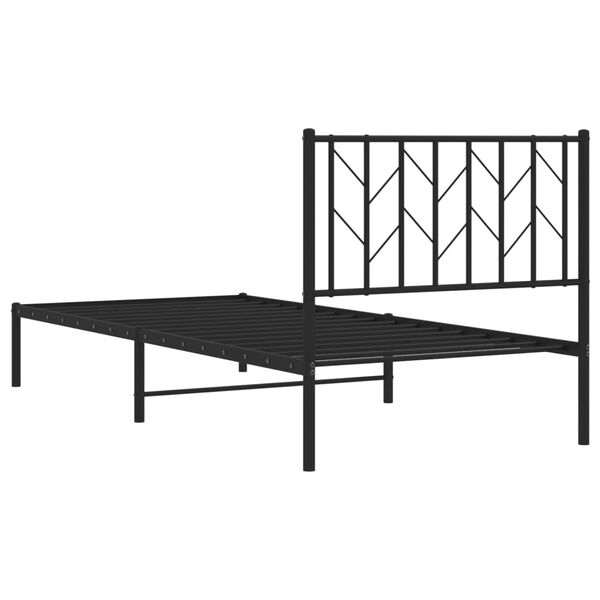 vidaXL Metal Bed Frame without Mattress with Headboard Black 90x190cm