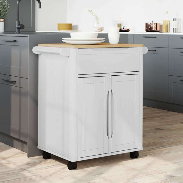 vidaXL Kitchen Trolley White 72.5 x 45 x 80 cm Solid Pine Wood