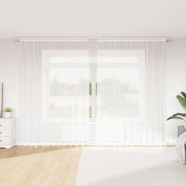 vidaXL Lace Curtain with Curtains Floral White 280 x 300 cm Polyester