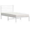 vidaXL Metal Bed Frame without Mattress with Headboard White 75x190cm