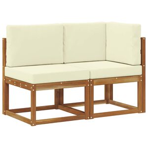 vidaXL Outdoor Middle and Corner Sofa 2 Piece Natural and Cream