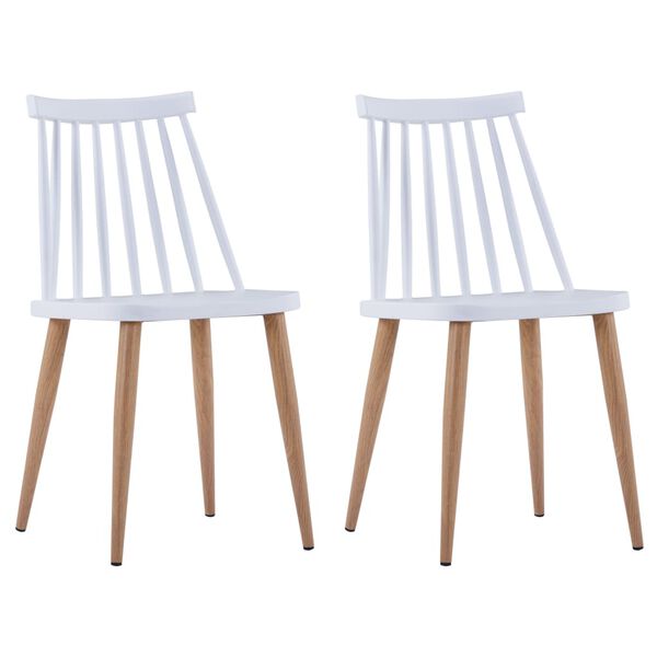 vidaXL Dining Chairs 2 pcs White Plastic