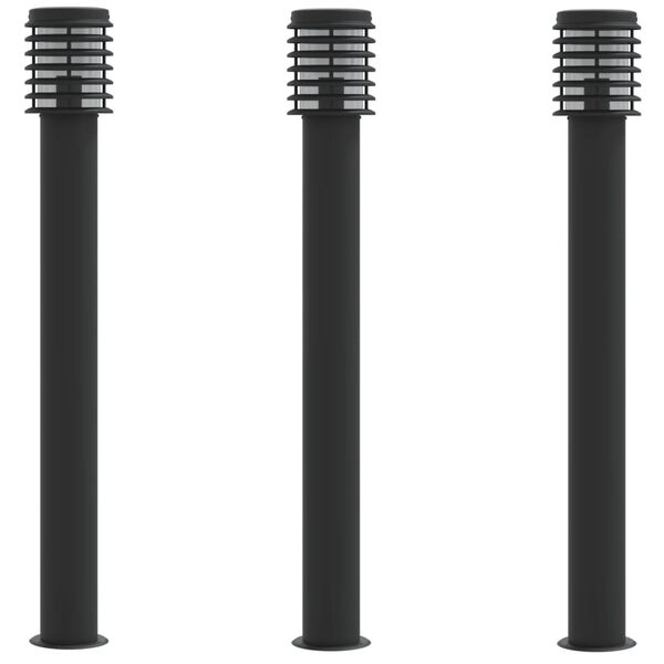 vidaXL Outdoor Floor Lamps 3pcs Black 110cm Stainless Steel