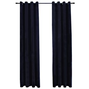 vidaXL Blackout Curtains with Rings 2 pcs Velvet Black 140x175 cm
