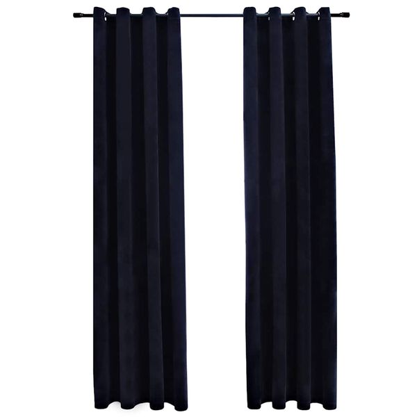 vidaXL Blackout Curtains with Rings 2 pcs Velvet Black 140x175 cm