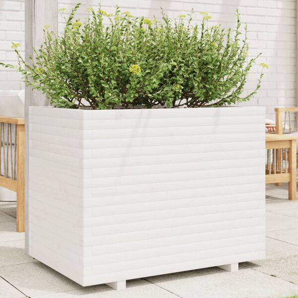 vidaXL Garden Planter White 90x60x72.5 cm Solid Wood Pine