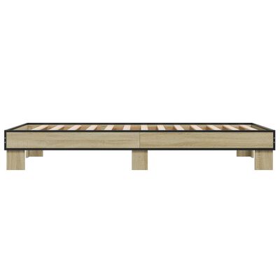 vidaXL Bed Frame Sonoma Oak 90x200 cm Engineered Wood and Metal