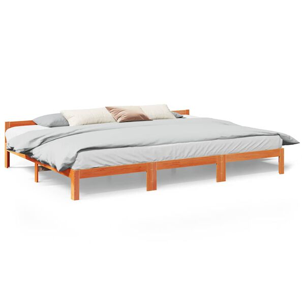 vidaXL Family Bed Frame No Mattress Wax Brown 270x200 cm Solid Wood Pine