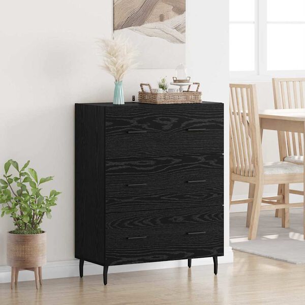 vidaXL Sideboard Black Oak 69.5 x 34 x 90 cm Engineered Wood and Iron