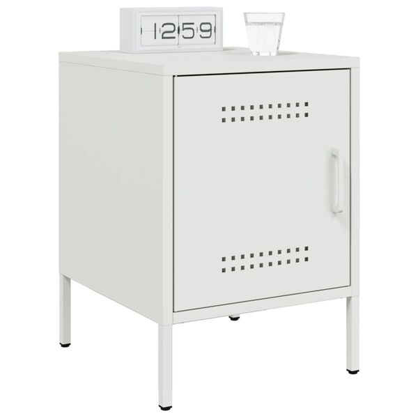 vidaXL Bedside Cabinet White 36x39x50.5 cm Steel