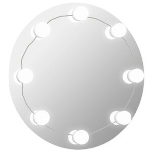 vidaXL Wall Mirror with LED Lights Round Glass