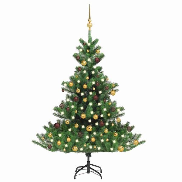 vidaXL Nordmann Fir Artificial Christmas Tree LED&Ball Set Green 120cm