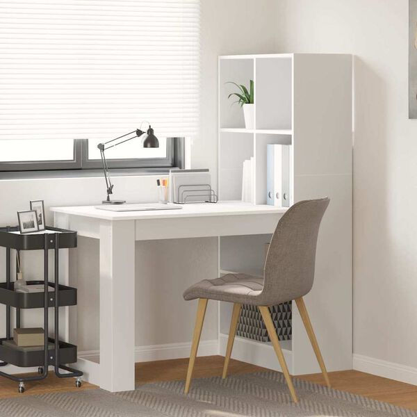 vidaXL Desk with Shelf White 122 x 67 x 145 cm Engineered Wood