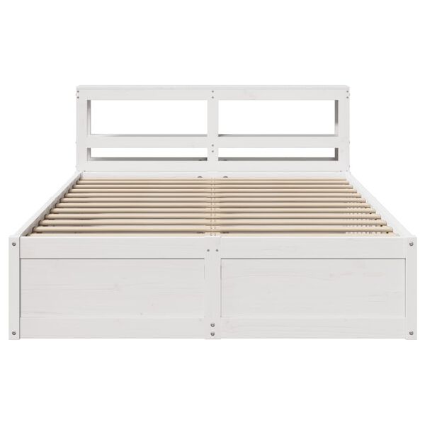 vidaXL Bed Frame with Headboard White 120x200 cm Solid Wood Pine