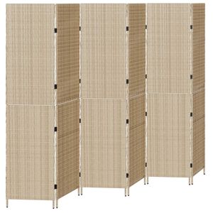 vidaXL Room Divider Folding Manual Beige 292 x 180 cm Poly Rattan