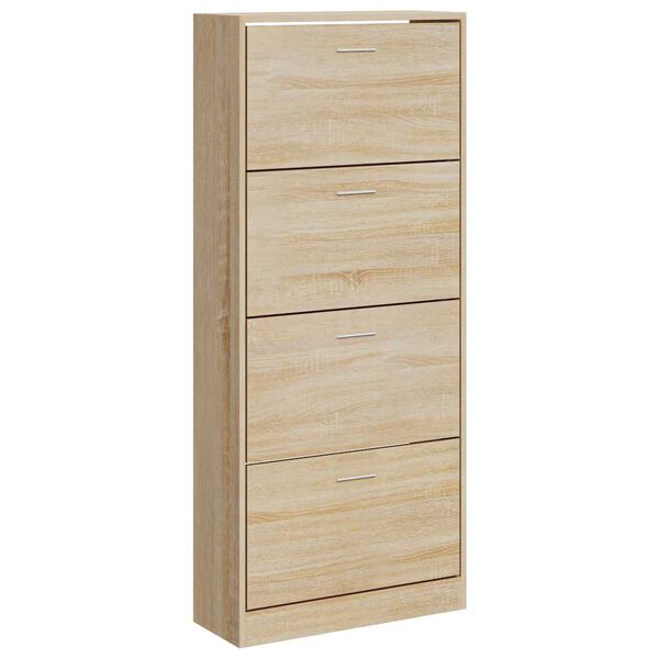 vidaXL Shoe Cabinet Sonoma Oak 63x24x147 cm Engineered Wood
