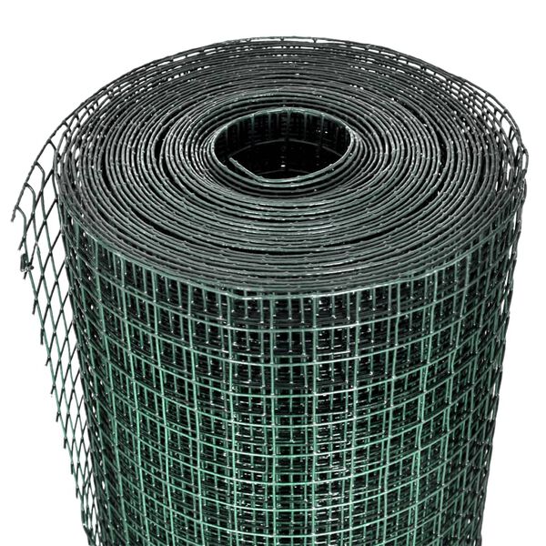 vidaXL Chicken Wire Fence Galvanised Steel 1x25 m Green