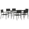 vidaXL 7 Piece Garden Dining Set Black Poly Rattan and Steel