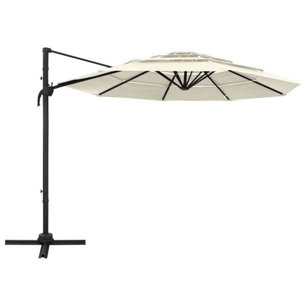 vidaXL 4-Tier Garden Parasol with Aluminium Pole Sand 3x3 m