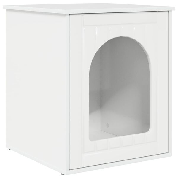 vidaXL Cat House Gloss White 53 x 52 x 62 cm Engineered Wood