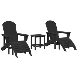 vidaXL Garden Chair 3 pcs Black Polyethylene