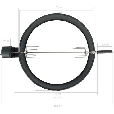 vidaXL BBQ Rotisserie Ring Kit 57 cm Black