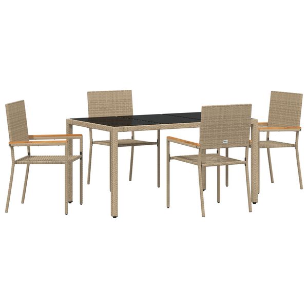 vidaXL Garden Dining Set 5 pcs Beige Poly Rattan