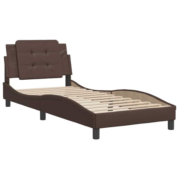 vidaXL Bed Frame without Mattress "Zadar" Brown 100x200 cm Faux Leather