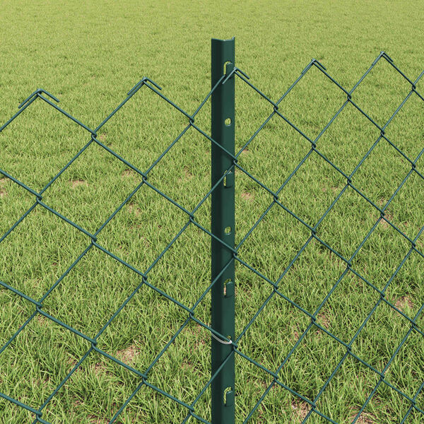 vidaXL Fence with Post Green 0.6 x 25 m Steel and PVC