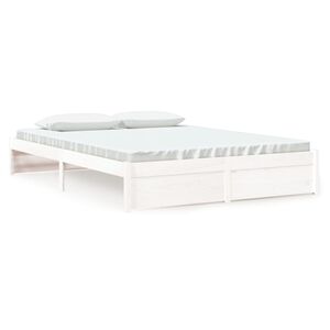 vidaXL Bed Frame without Mattress White Solid Wood 160x200 cm