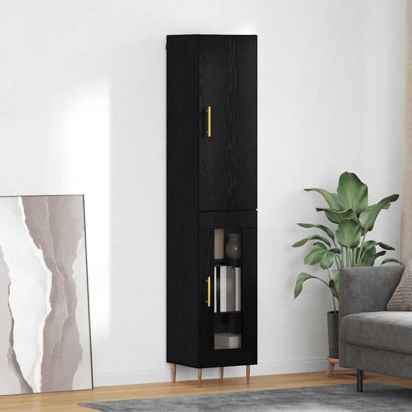 vidaXL Highboard 2 pcs Black Oak Engineered Wood