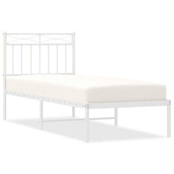 vidaXL Metal Bed Frame without Mattress with Headboard White 80x200cm