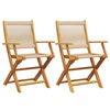 vidaXL Folding Chairs 2 pcs Beige Solid Wood Acacia and Polypropylene