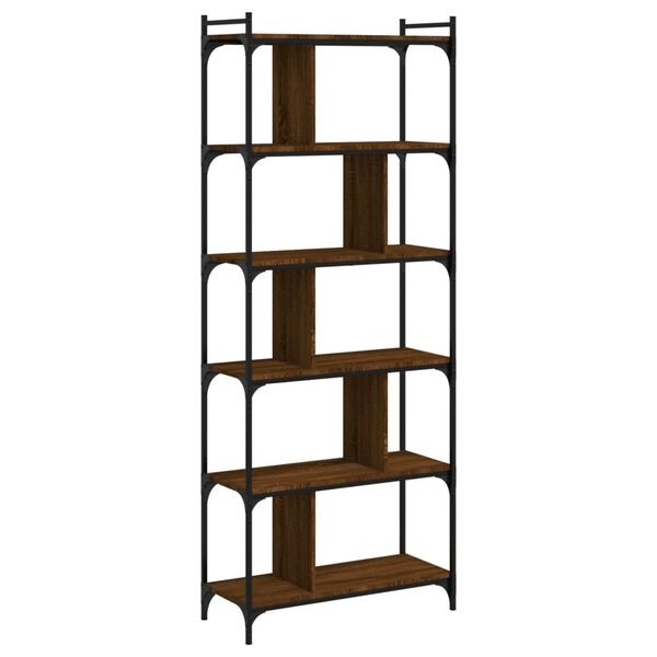 vidaXL Bookcase 6-Tier Brown Oak 76x32x192 cm Engineered Wood