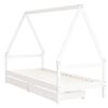 vidaXL Kids Bed Frame with Drawers White 90x190 cm Solid Wood Pine