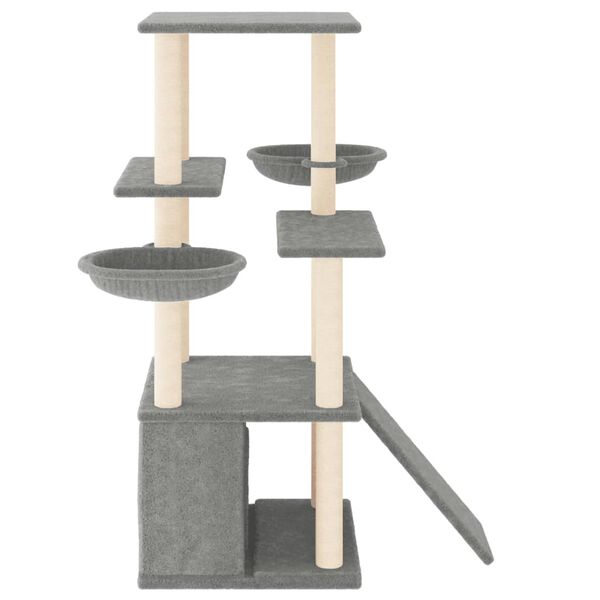 vidaXL Cat Tree with Sisal Scratching Posts Light Grey 133 cm