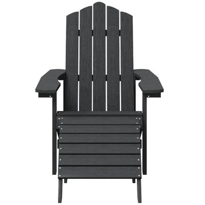 vidaXL Garden Adirondack Chair with Footstool & Table HDPE Anthracite
