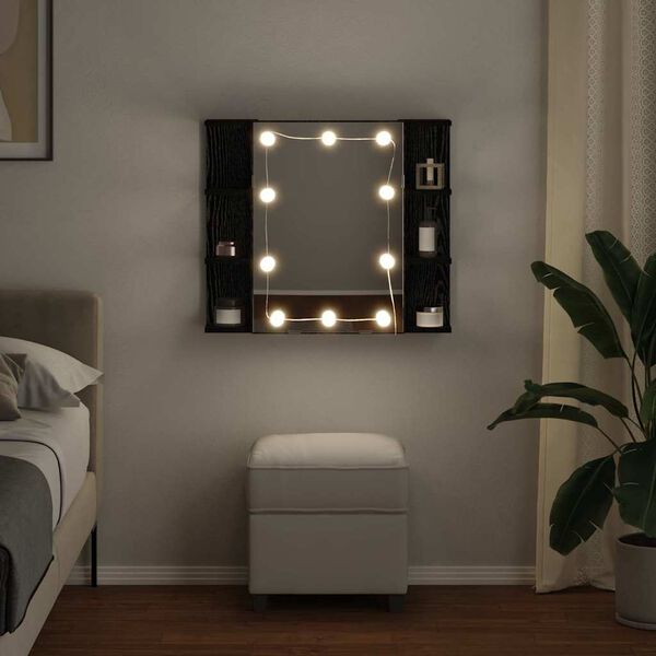 vidaXL Mirror Cabinet Black Oak 70 x 16.5 x 60 cm Engineered Wood