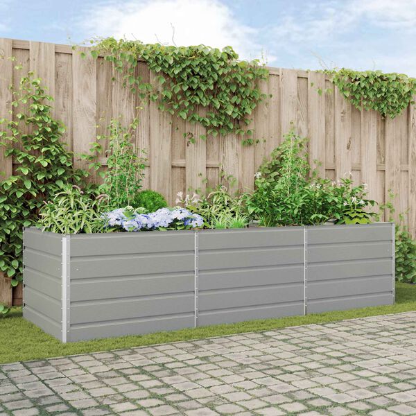 vidaXL Planter Light Grey 290 x 100 x 75 cm Galvanised Steel