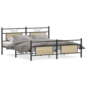 vidaXL Metal Bed Frame without Mattress Sonoma Oak 160x200 cm