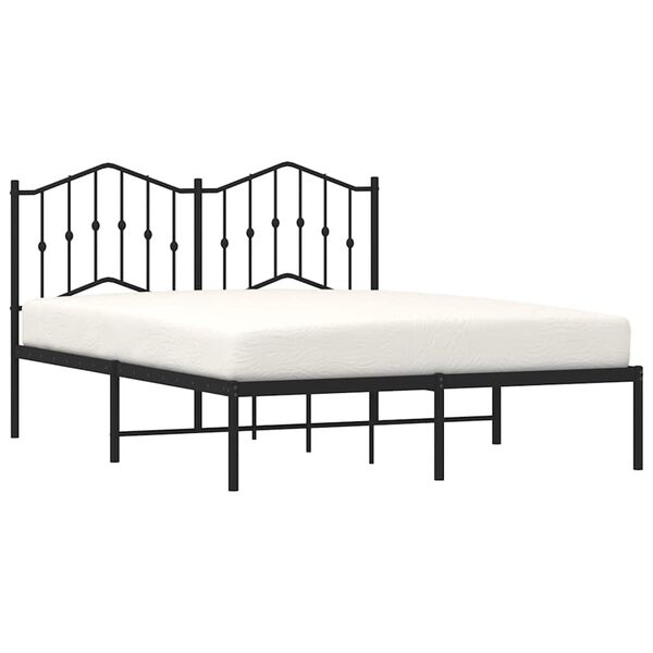 vidaXL Metal Bed Frame without Mattress with Headboard Black 135x190cm