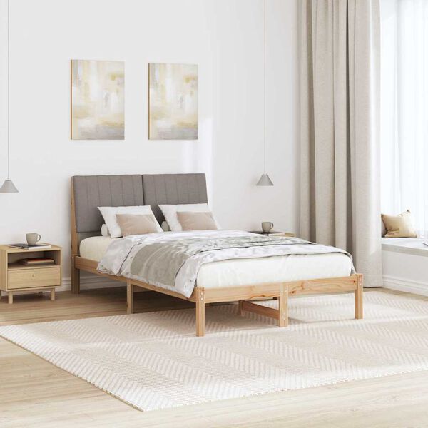 vidaXL Bed Frame with Headboard Brown 120 x 200 cm Solid Pine Wood