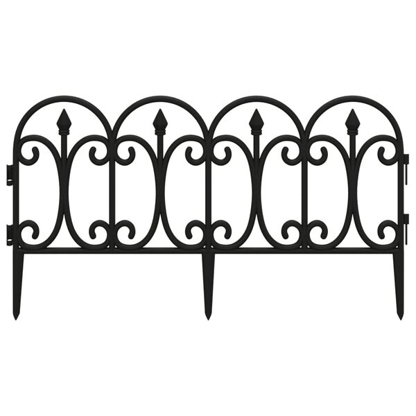 vidaXL Lawn Edgings 17 pcs Black 10 m PP