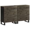 vidaXL Sideboards 2 pcs Black 60x33x75 cm Solid Wood Mango