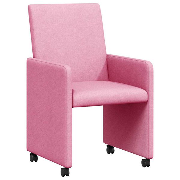vidaXL Dining Chairs with Wheels 2 pcs Pink 57 x 66 x 94 cm Fabric