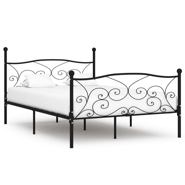 vidaXL Bed Frame without Mattress with Slatted Base Black Metal 160x200 cm