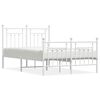 vidaXL Metal Bed Frame without Mattress with Footboard White 120x200cm