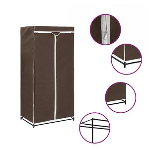 vidaXL Wardrobe | Brown | Iron | 75x50x160 cm | Wardrobe | Rectangular
