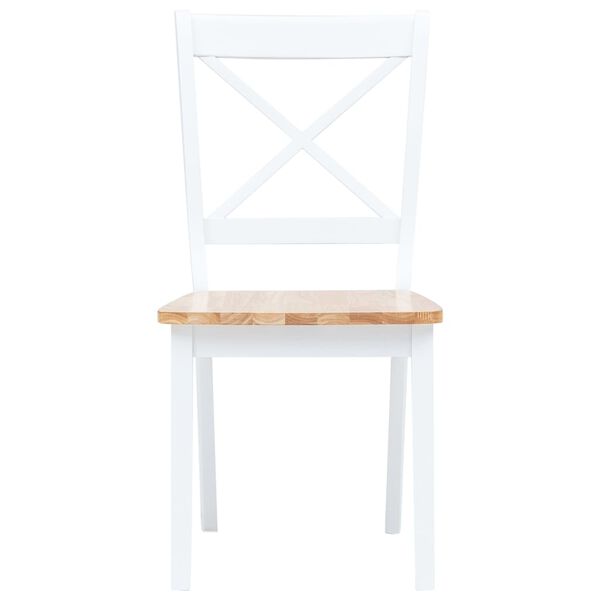 vidaXL Dining Chairs 4 pcs White and Light Wood Solid Rubber Wood